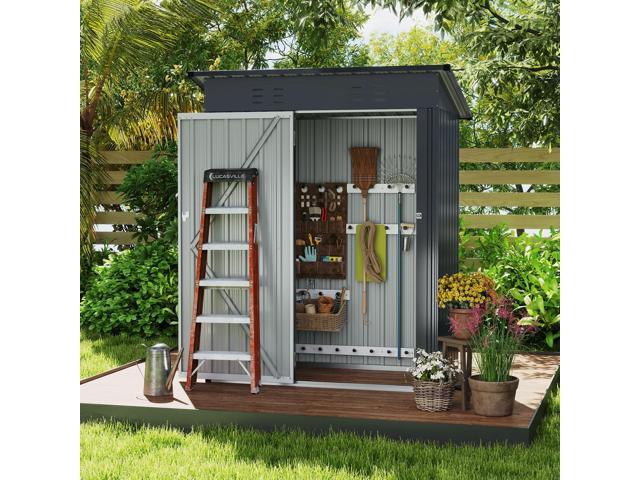 SlickBlue 5 x 3 Feet Outdoor Storage Shed with Sloped Roof and Lockable Door
