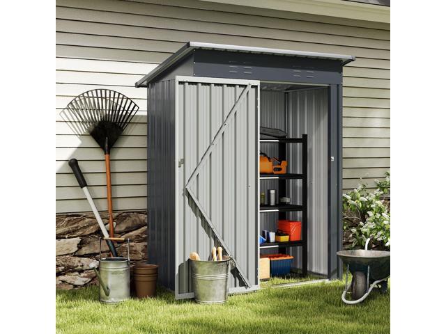SlickBlue 5 x 3 Feet Outdoor Storage Shed with Sloped Roof and Lockable Door