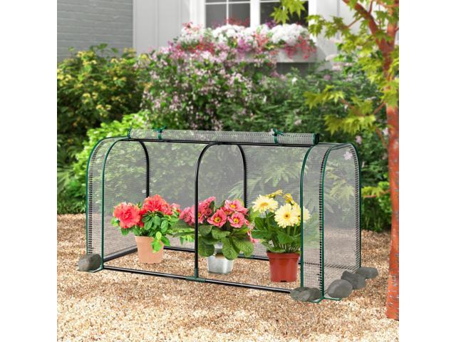 SlickBlue Mini Tunnel Greenhouse with Roll-up Zipper Door