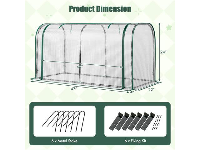 SlickBlue Mini Tunnel Greenhouse with Roll-up Zipper Door