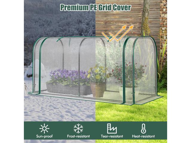 SlickBlue Mini Tunnel Greenhouse with Roll-up Zipper Door