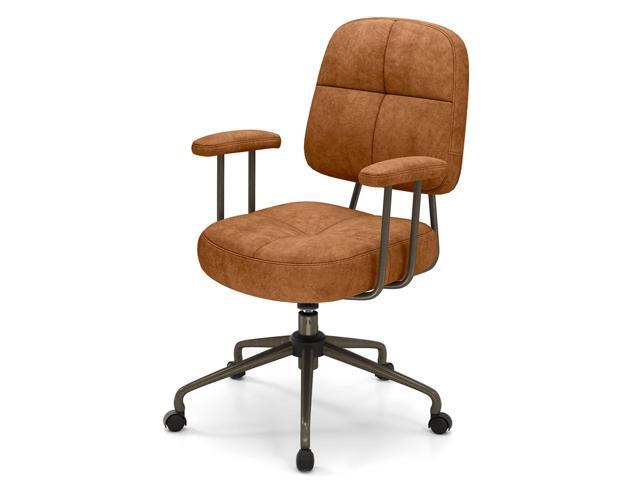 SlickBlue Leathaire Upholstered Task Home Office Chair with Cushioned Back