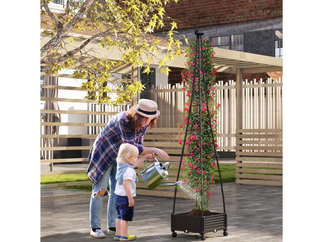 SlickBlue Garden Obelisk Trellis with Self-Drainage System for Climbing Plants