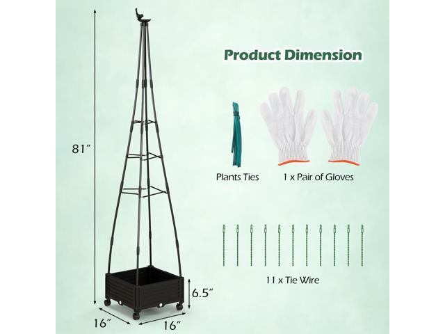 SlickBlue Garden Obelisk Trellis with Self-Drainage System for Climbing Plants