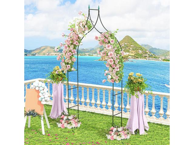 SlickBlue 9.5 Feet Decorative Metal Garden Arch for Vine Rose Climbing Wedding Ceremony Party Decoration
