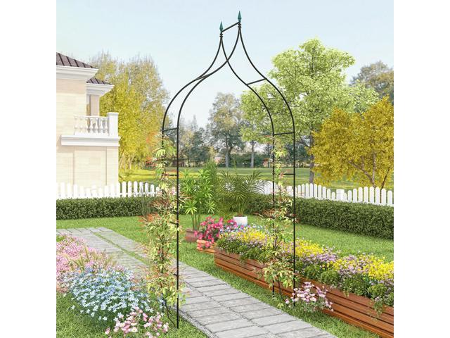 SlickBlue 9.5 Feet Decorative Metal Garden Arch for Vine Rose Climbing Wedding Ceremony Party Decoration