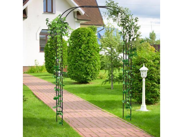 SlickBlue Outdoor Metal Garden Arch Trellis for Climbing Plants Grape Vine Flower