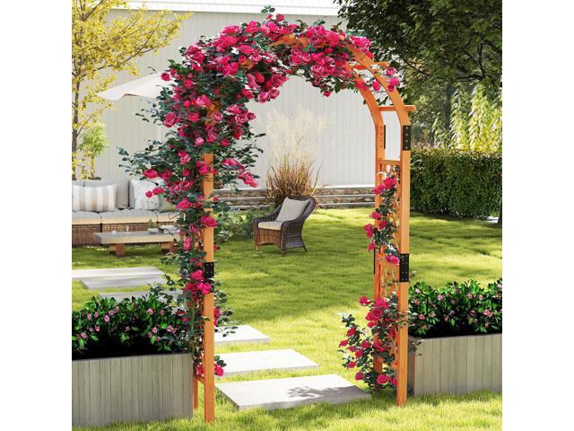 SlickBlue 7.7 Feet Garden Arch Wooden Arbor for Climbing Plants