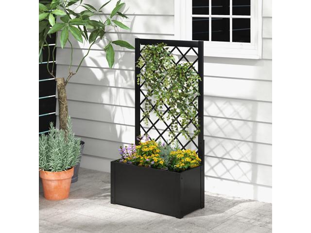 SlickBlue 44 Inch Metal Raised Garden Bed with Trellis