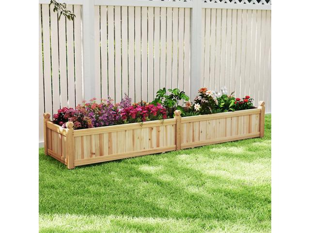 SlickBlue 91 x 24 x 16 Inch Divisible Planter Box with Corner Drainage and Non-woven Liner for Growing Vegetables