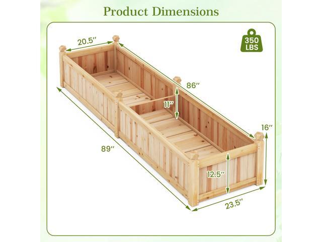 SlickBlue 91 x 24 x 16 Inch Divisible Planter Box with Corner Drainage and Non-woven Liner for Growing Vegetables