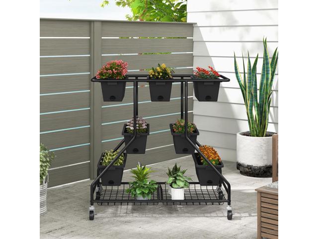 SlickBlue Vertical Raised Garden Bed with 7 Planter Boxes and Storage Baskets