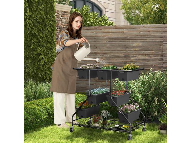 SlickBlue Vertical Raised Garden Bed with 7 Planter Boxes and Storage Baskets