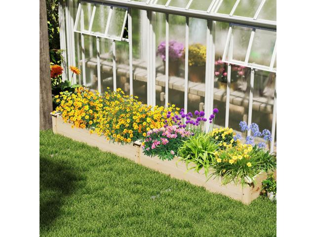 SlickBlue Wooden Raised Garden Bed with 2 Planter Boxes and Dividers