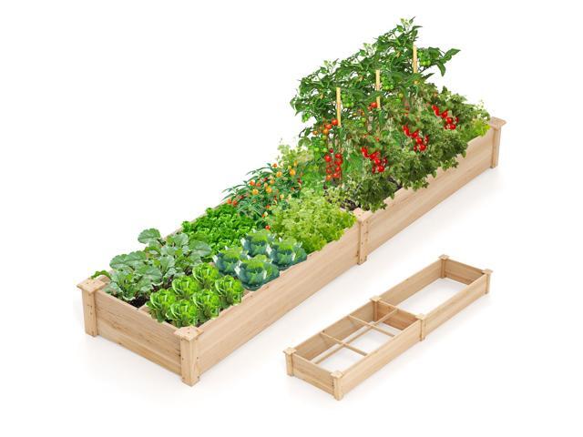 SlickBlue Wooden Raised Garden Bed with 2 Planter Boxes and Dividers