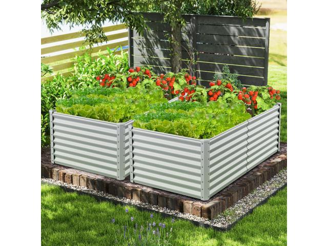 SlickBlue 6 x 3 x 2 Feet Metal Rectangular Raised Garden Bed with Open Bottom Design