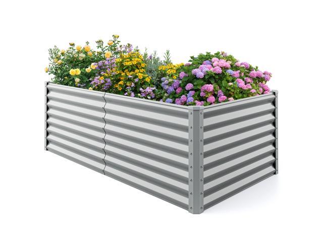 SlickBlue 6 x 3 x 2 Feet Metal Rectangular Raised Garden Bed with Open Bottom Design