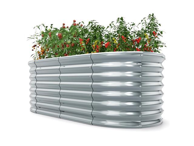 SlickBlue 5 x 3 x 2 Feet Metal Oval Raised Garden Bed with Open Bottom Design
