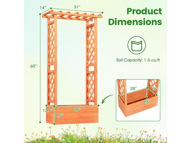 SlickBlue Raised Garden Bed with Side Trellis and Hanging Roof and Drainage Hole