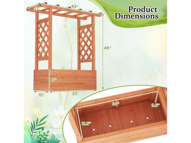 SlickBlue Wooden Raised Garden Bed Elevated Planter Box with Trellis and Hanging Roof