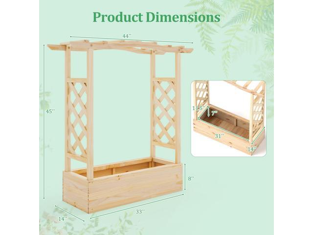 SlickBlue Wooden Raised Garden Bed Planter Box with Trellis and Hanging Roof