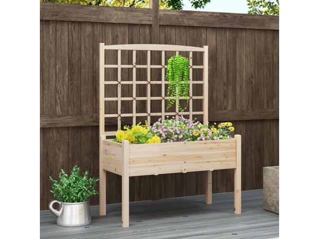 SlickBlue Raised Garden Bed with Lattice Trellis and Drainage Holes Elevated