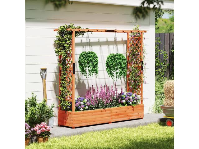 SlickBlue Raised Garden Bed with Arch Trellis and Hanging Roof