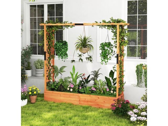 SlickBlue Raised Garden Bed with Arch Trellis and Hanging Roof