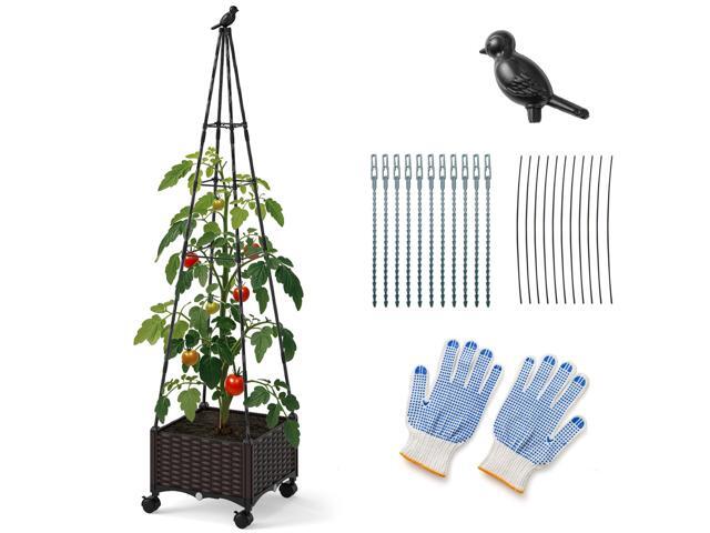 SlickBlue Raised Garden Bed Adjustable with Plant Box and Trellis with Lockable Wheels