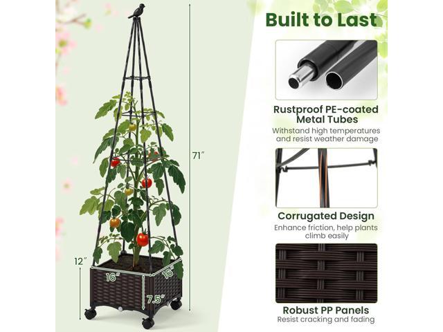 SlickBlue Raised Garden Bed Adjustable with Plant Box and Trellis with Lockable Wheels