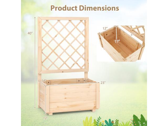 SlickBlue Raised Garden Bed Wooden Elevated Planter Box with Lattice Trellis