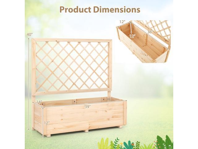 SlickBlue Raised Garden Bed Wooden Elevated Planter Box with Lattice Trellis