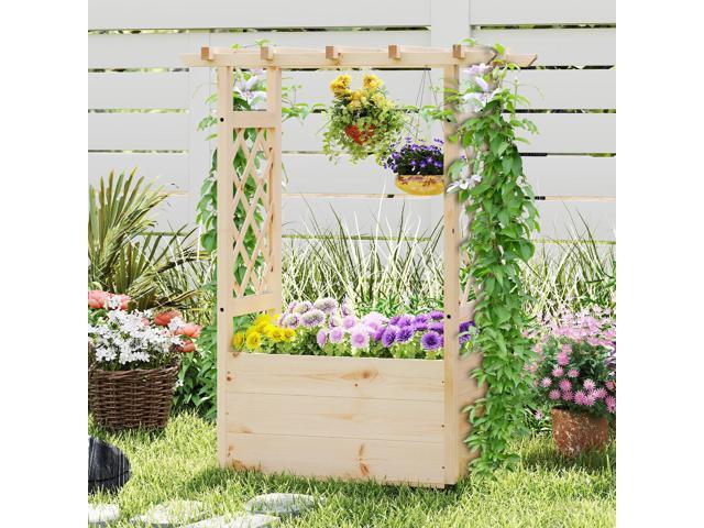 SlickBlue Raised Garden Bed Wooden Elevated Planter Box with Hanging Roof