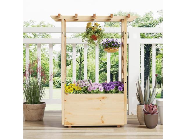 SlickBlue Raised Garden Bed Wooden Elevated Planter Box with Hanging Roof