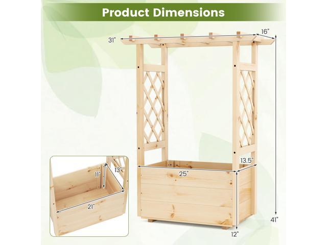 SlickBlue Raised Garden Bed Wooden Elevated Planter Box with Hanging Roof