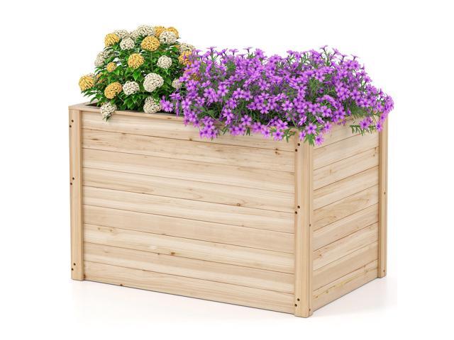 SlickBlue Wooden Raised Garden Bed Elevated Planter Box with Open-Ended Base