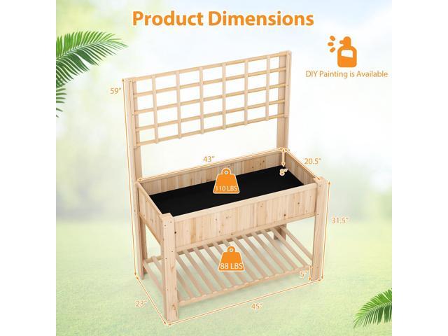 SlickBlue Raised Garden Bed with Trellis Wooden Elevated Planter Box with Legs