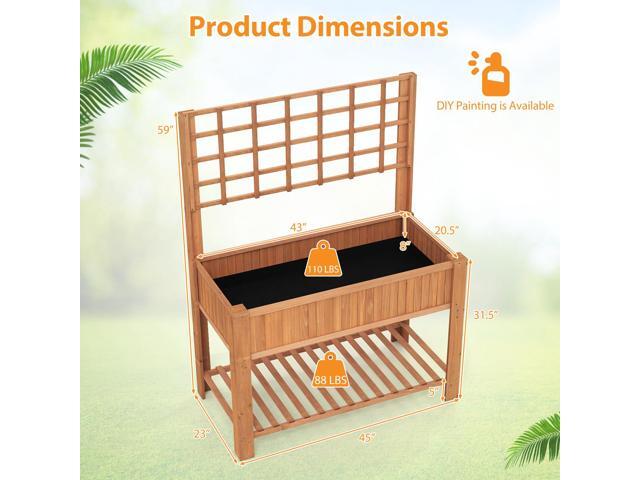 SlickBlue Raised Garden Bed with Trellis Wooden Elevated Planter Box with Legs