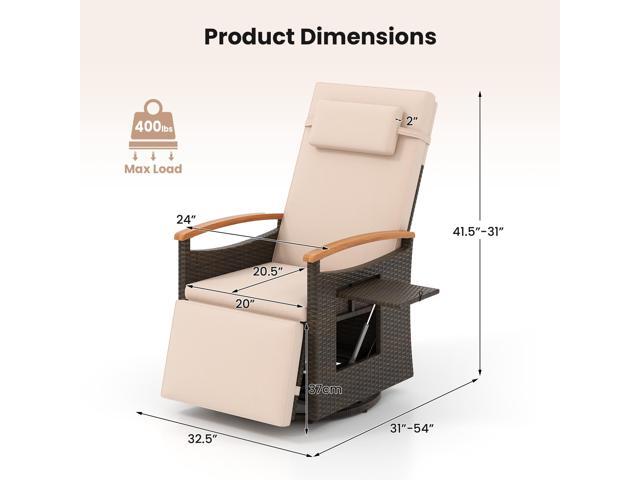 SlickBlue Patio Rattan 360° Swivel Recliner Chair with Adjustable Backrest and Footrest