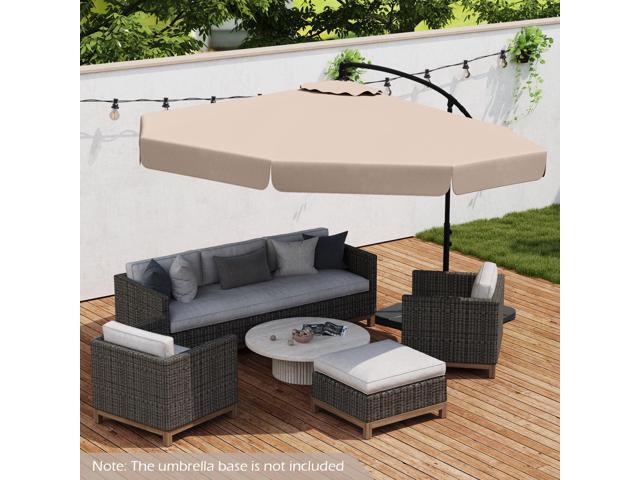 SlickBlue 10 Feet Patio Cantilever Umbrella with Cover Tilt Adjustment and Ruffled Edge-Beige
