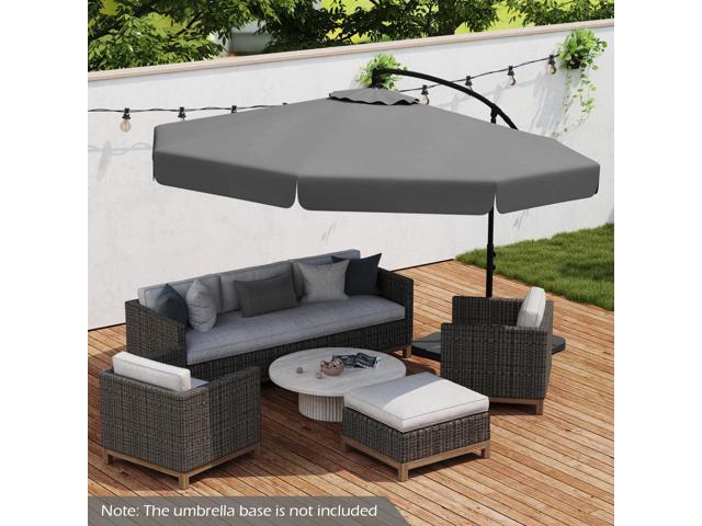 SlickBlue 10 Feet Patio Cantilever Umbrella with Cover Tilt Adjustment and Ruffled Edge-Grey
