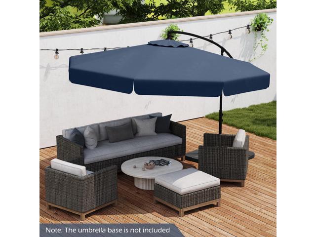 SlickBlue 10 Feet Patio Cantilever Umbrella with Cover Tilt Adjustment and Ruffled Edge-Navy
