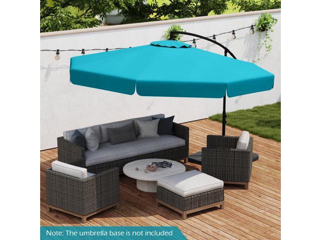 SlickBlue 10 Feet Patio Cantilever Umbrella with Cover Tilt Adjustment and Ruffled Edge-Turquoise