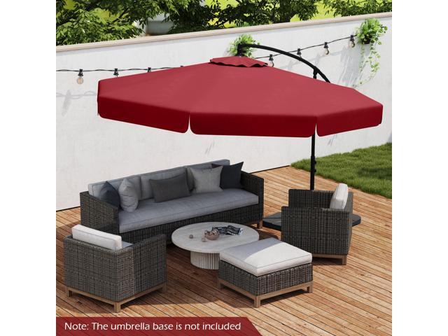 SlickBlue 10 Feet Patio Cantilever Umbrella with Cover Tilt Adjustment and Ruffled Edge-Wine