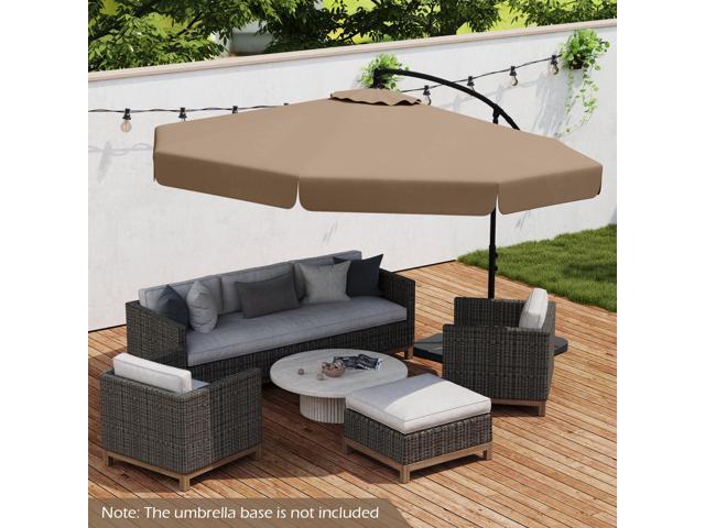 SlickBlue 10 Feet Patio Cantilever Umbrella with Cover Tilt Adjustment and Ruffled Edge-Taupe