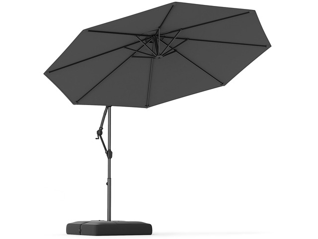 SlickBlue 10 ft Offset Patio Umbrella with Cross Base and Tilt for Outdoor Use-G