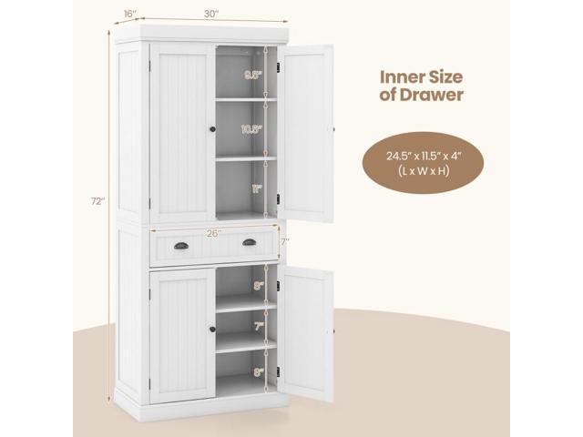 SlickBlue Kitchen Pantry Storage Cabinet with Doors Drawer and Adjustable Shelves
