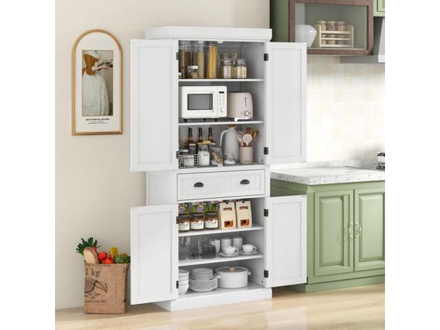 SlickBlue Kitchen Pantry Storage Cabinet with Doors Drawer and Adjustable Shelves