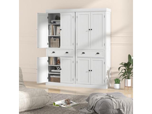 SlickBlue Kitchen Pantry Storage Cabinet with Doors Drawer and Adjustable Shelves