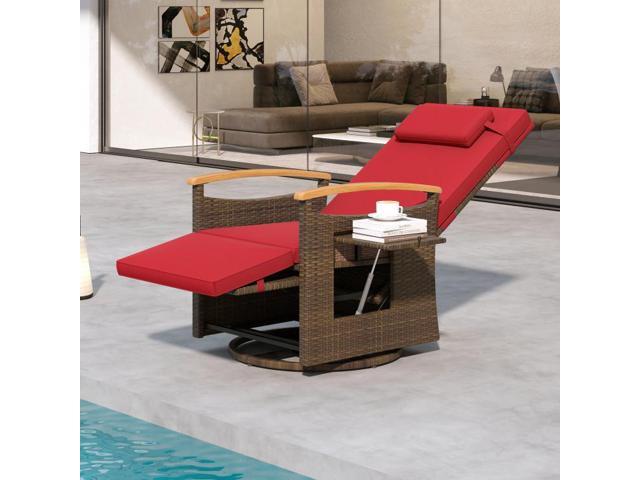 SlickBlue Patio Rattan 360° Swivel Recliner Chair with Adjustable Backrest and Footrest